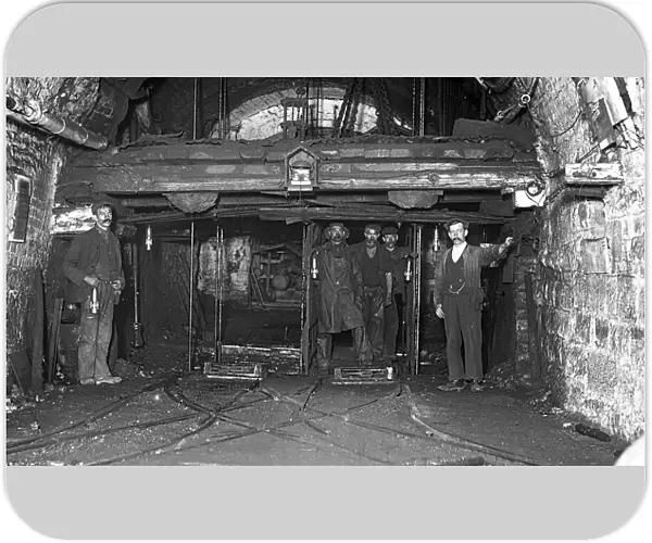 Miners at the pit bottom, Tirpentwys Colliery, South Wales