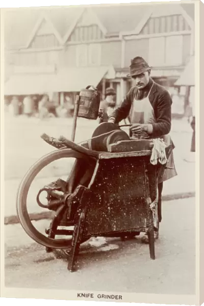 A London knife grinder on the street