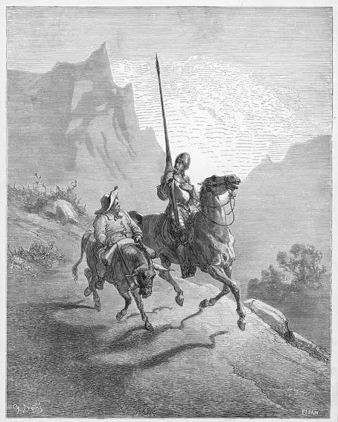 Don Quixote riding with Sancho Panza