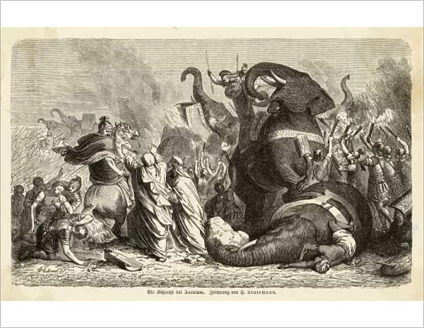 Pyrrhus fighting the Romans at Battle of Asculum