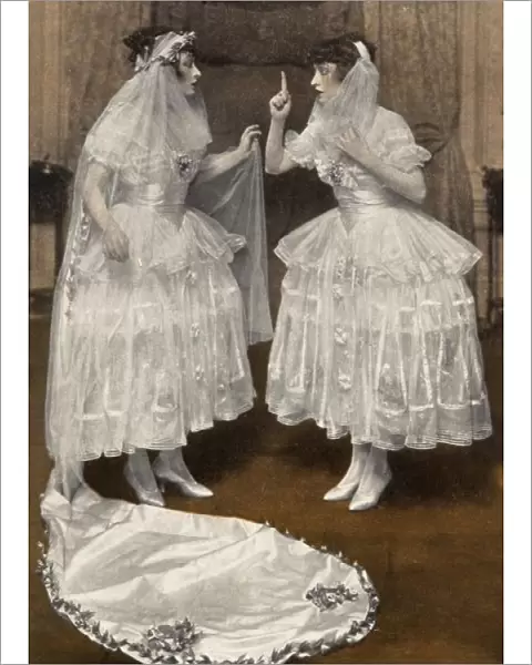 The Dolly Sisters in bridal wear