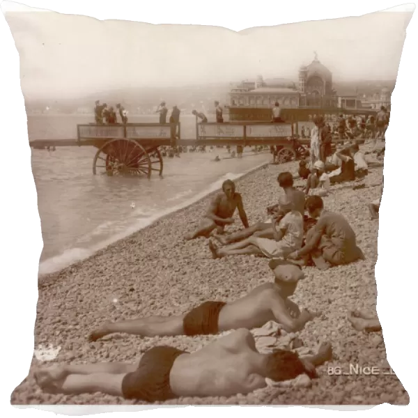 Nice Beach Postcard  /  1920