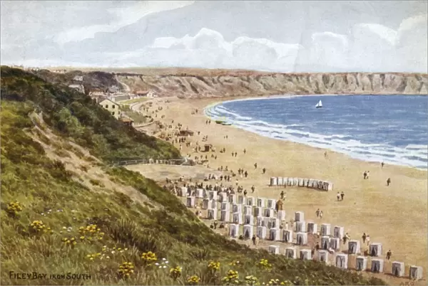 View of the beach at Filey Bay, North Yorkshire