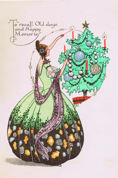 Art deco illustration for Christmas Card, 1920s