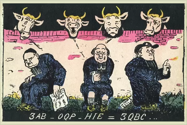 Cryptic Postcard - Three Abbots empty their bowels