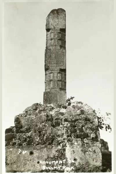 Memorial pilar on Swami Rock, Tricomalee, Sri Lanka