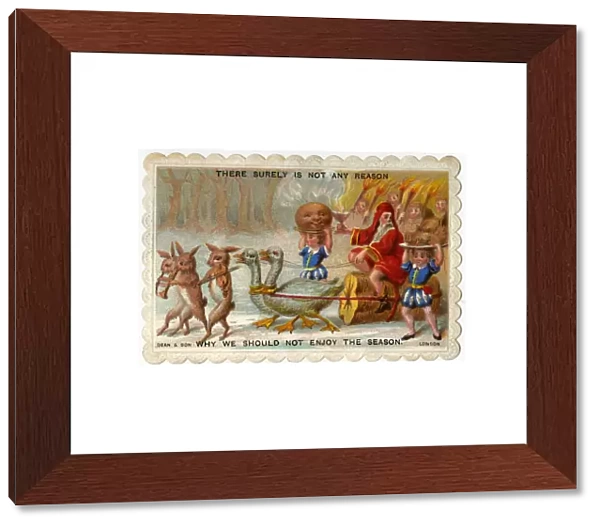 Christmas scene with Santa Claus and yule log