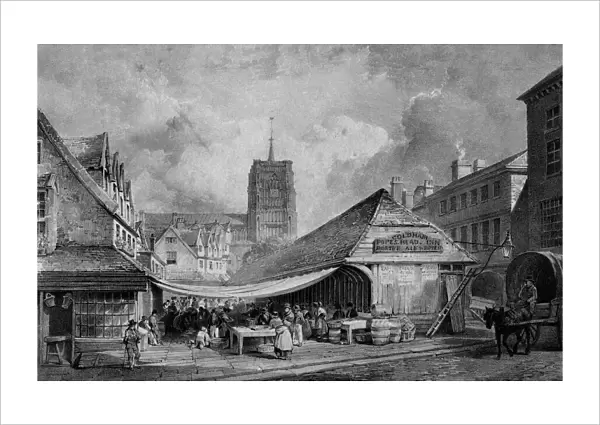 Norwich. The old fish market at Norwich, Norfolk, at the close of the 18th century