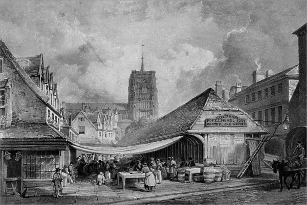 Norwich. The old fish market at Norwich, Norfolk, at the close of the 18th century