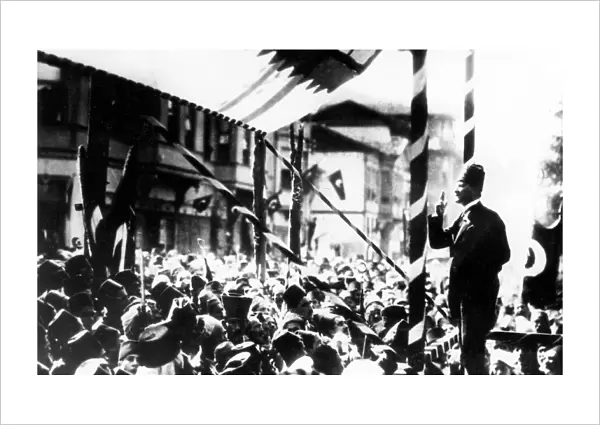 Ataturk addressing a crowd