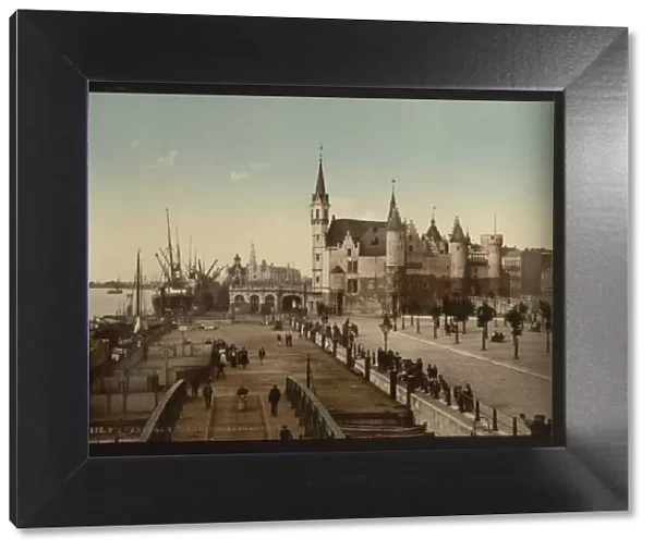 View of the Steen with the port, Antwerp, Belgium
