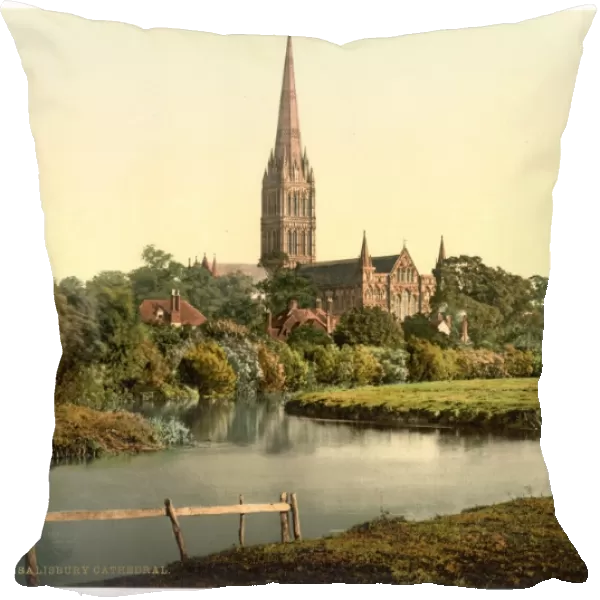 Cathedral, from the river, Salisbury, England