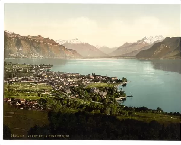 Vevey, and Dent du Midi, Geneva Lake, Switzerland