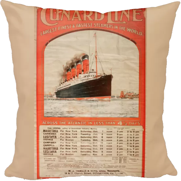 Cunard Line Transatlantic Steamer Timetable poster
