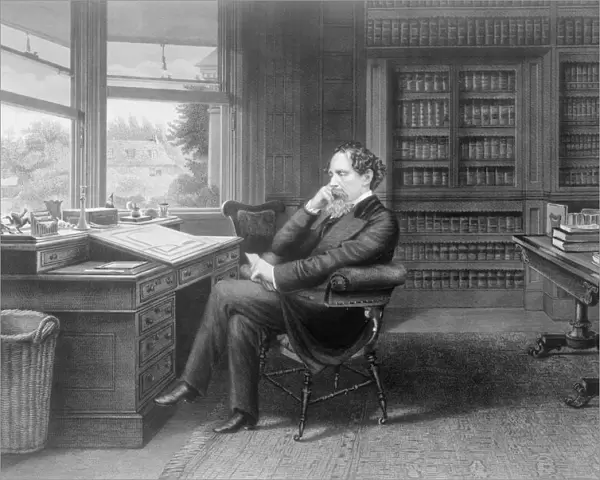Charles Dickens in his study at Gadshill