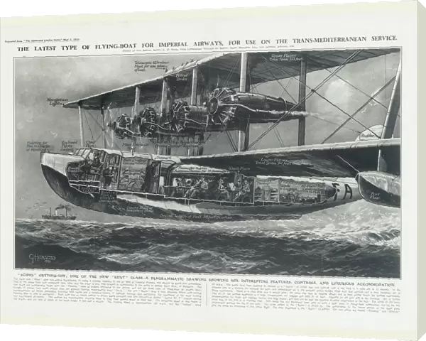 Imperial Airways Poster, seaplane Scipio