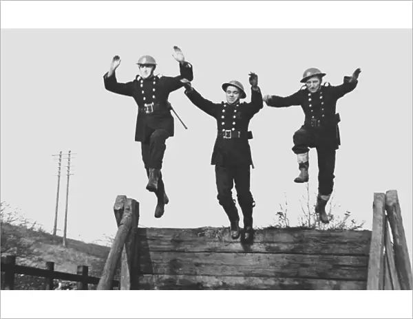 NFS firefighters at assault course training camp, WW2