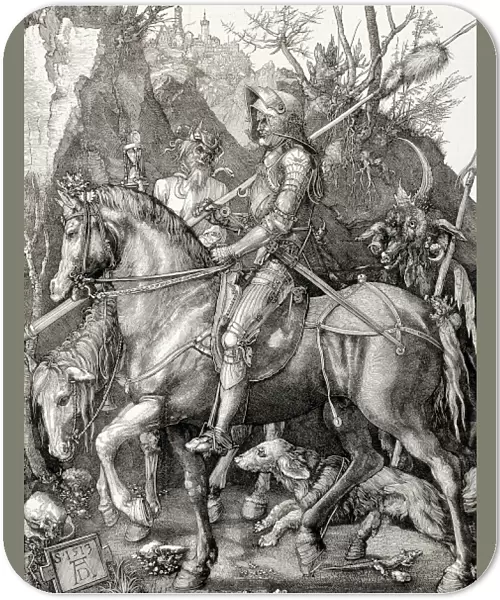DURER, Albrecht (1471-1528). Knight, Death, and