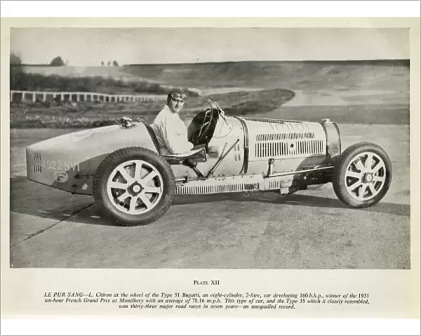 L Chiron at the wheel of the Type 51 Bugatti