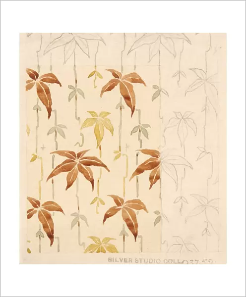 Design for dress silk or print with leaf pattern