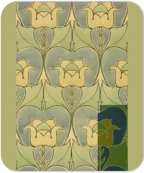 Design for wallpaper with stylised flowers