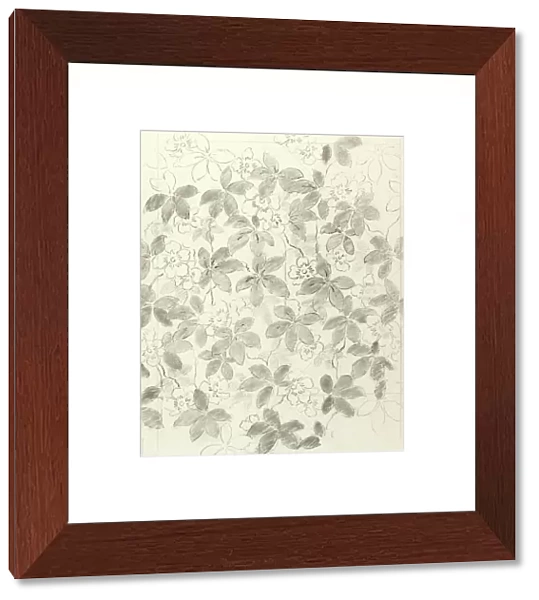 Design for wallpaper with leaves and flowers
