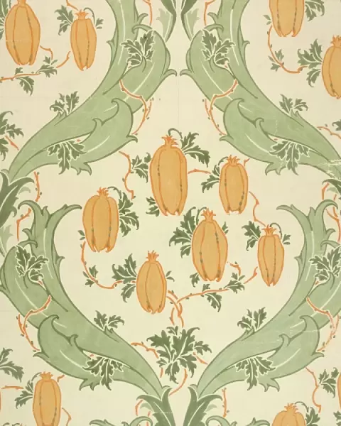 Design for Wallpaper in green and orange