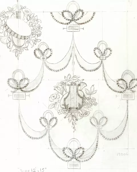 Design for Woven Textile with musical instruments