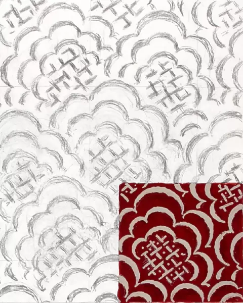 Design for Woven Textile in red and cream