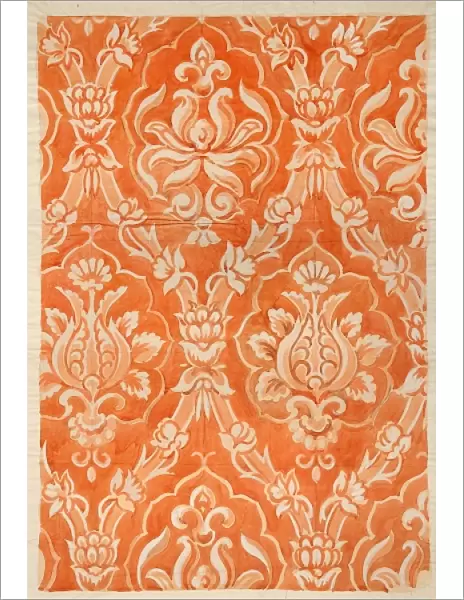 Design for Textile or Wallpaper in orange and white