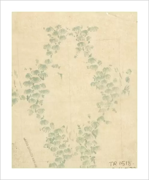 Design for Textile or Wallpaper with pale green leaves