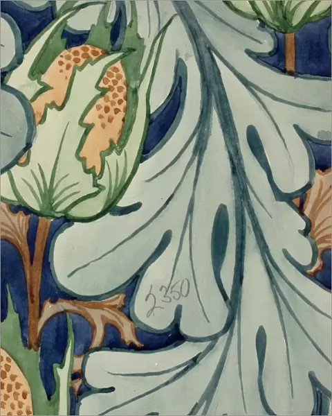 Design for Wallpaper with poppy head and leaf