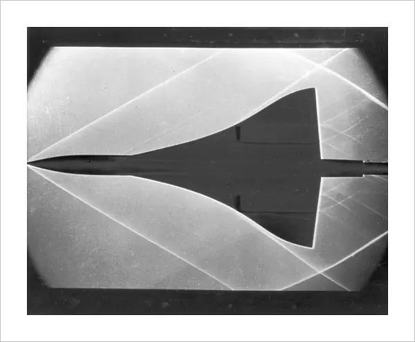 Schlieren photograph of a Concorde model in a wind tunnel