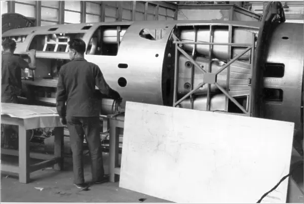Dassault MD450 Ouragan fuselage during construction