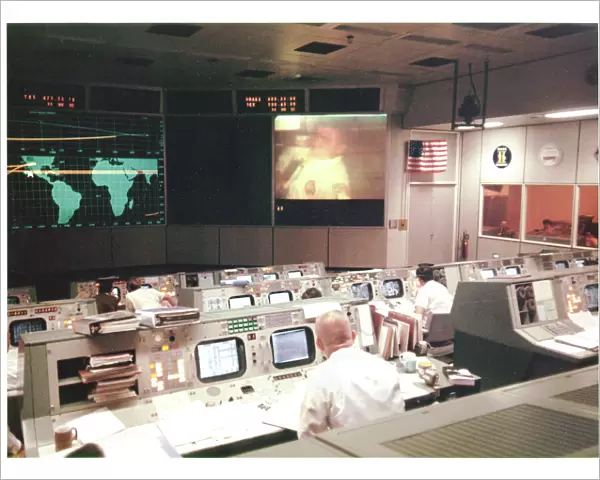Apollo 13. Overall view of the Mission Operations Control Room in the Mission