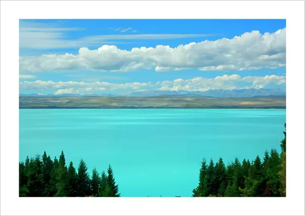 Laka Pukaki milky blue water of Lake Pukaki makes a sharp contrast to its surroundings Canterbury, South Island, New Zealand