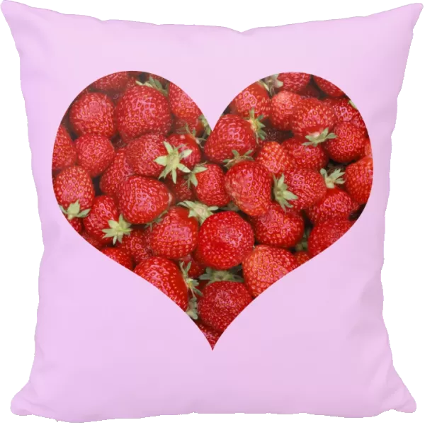 Strawberries - in heart shape pink frame Digital Manipulation: heart shape colour