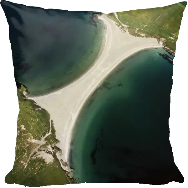 Scotland - St Ninian's tombolo, a sandbar connects the island to the mainland Shetland