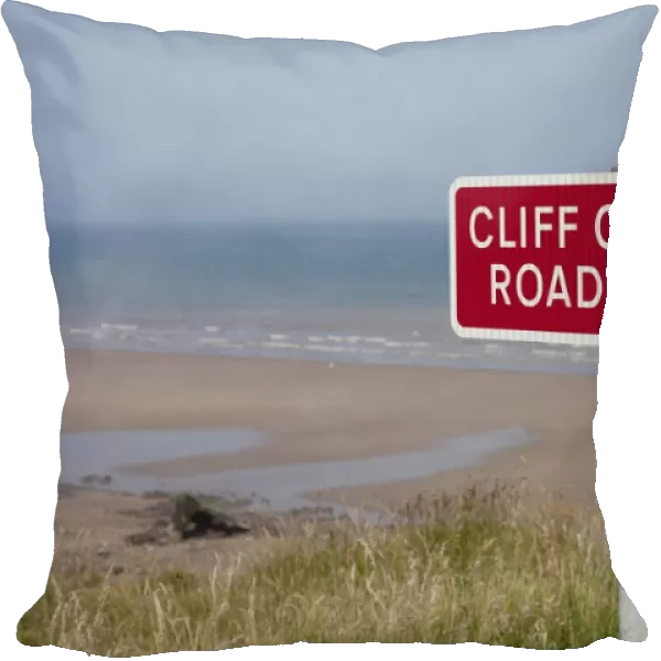 Danger Collapsing Cliffs Sign - on coast Skipsea East Riding of Yorskhire UK