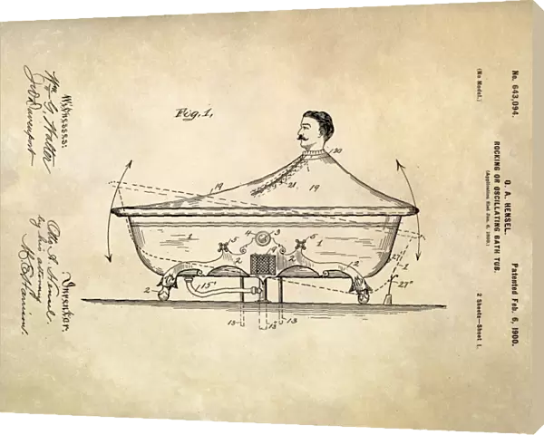 Rocking bathtub patent, 1900 C024  /  3618