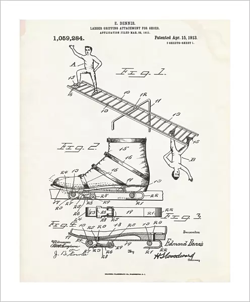 Ladder gripping attachment patent, 1913 C024  /  3612