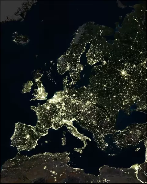 Europe at night, satellite image