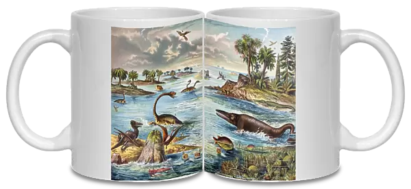 1888 colour lithograph of Jurassic
