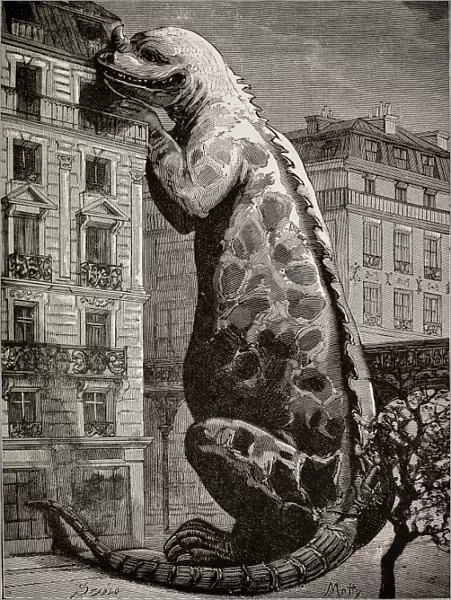 1886 Flammarions Iguanodon dinosaur