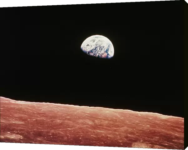 Earthrise as seen from above surface of the moon