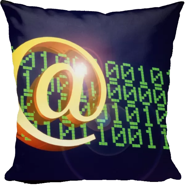 Symbol @ & binary code to represent E-mail