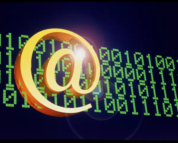 Symbol @ & binary code to represent E-mail
