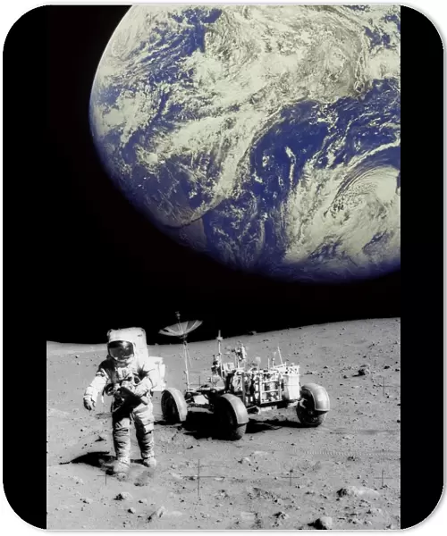 Astronaut on Moon with Earth