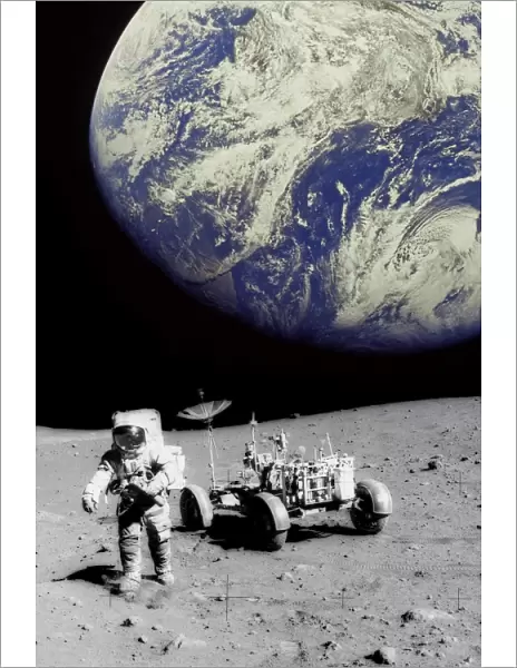Astronaut on Moon with Earth
