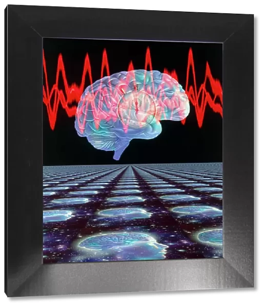 Abstract artwork of human brain & EEG brainwaves